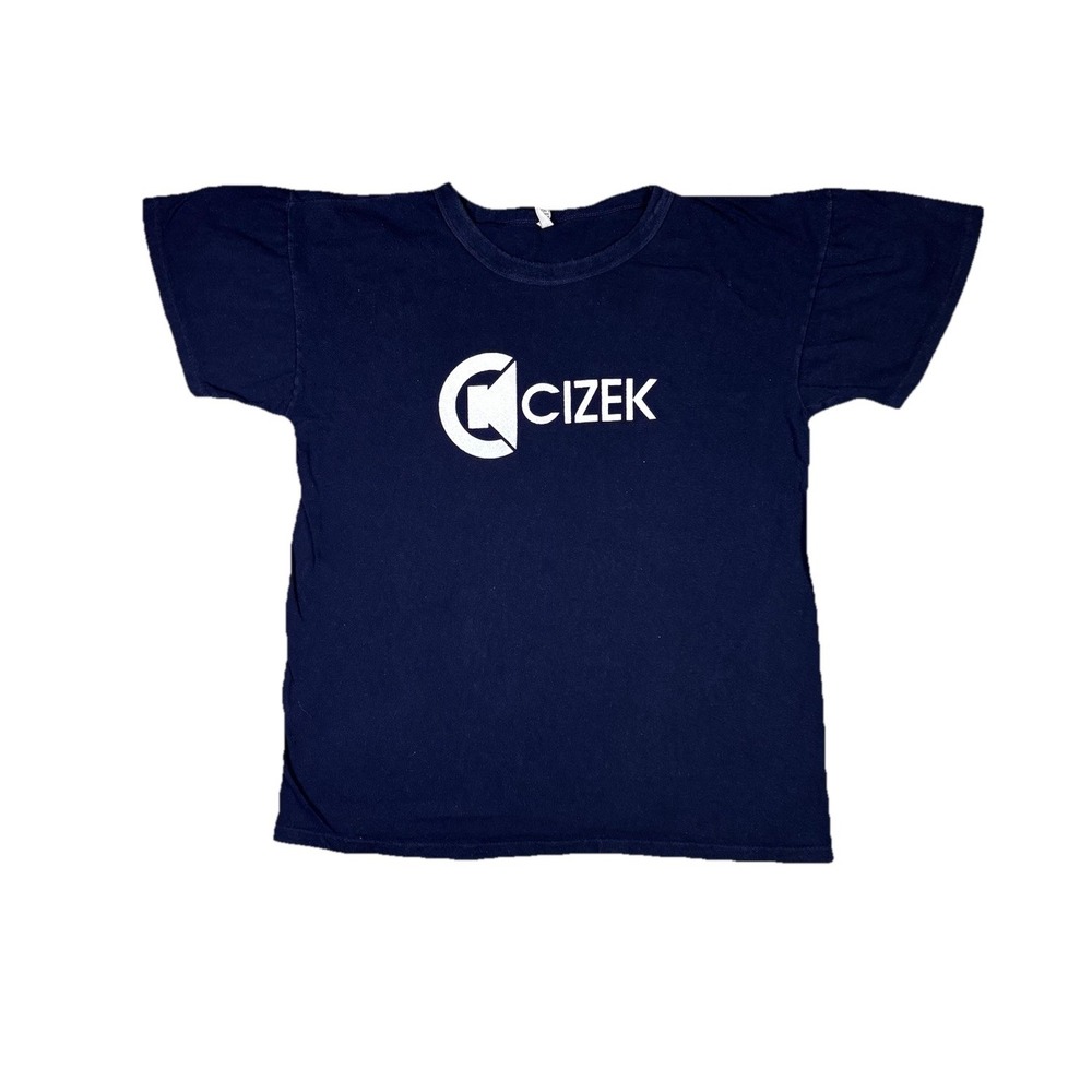 Vintage Cizek T Shirt Audio Speaker Sound System Promo Art Navy Blue Large 80s